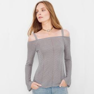 WHBM Cold-Shoulder Silver Pullover Sweater